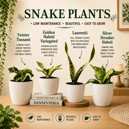 Rare Sansevieria Snake Plant Combo Set of 4 Mature Well-Rooted Bare-Rooted Live Plants