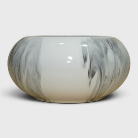Bagiyaa Marbela Ceramic Bowl Planter – Marble Effect (8×4 in)