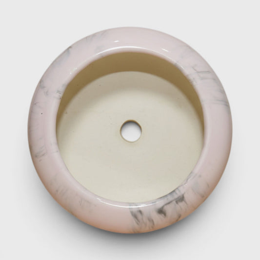 Marbela Pink Ceramic Bowl Planter (4×2.5 in, Drainage)
