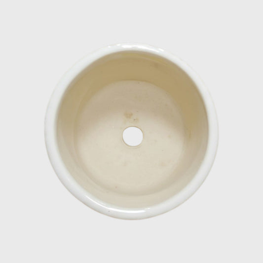 White Ceramic Planter – Textured Abstract Pattern with Drainage Hole (4×4 in)
