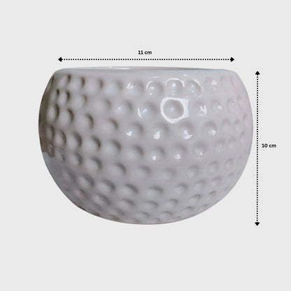 Ceramic Golf Ball Planter with Drainage Hole ( 11x10 cm )