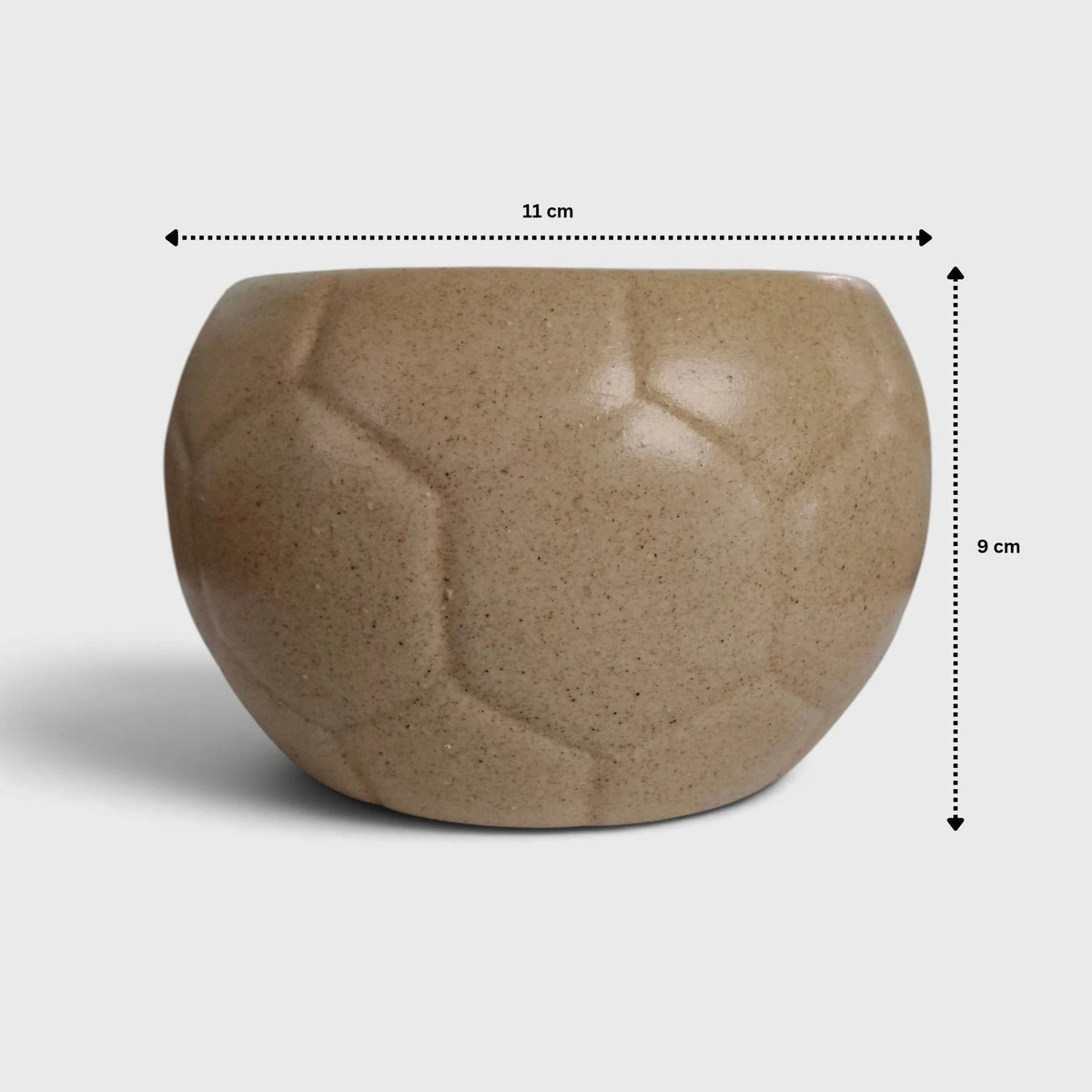 Beige Football Shaped Ceramic Flower Pot with Drainage Hole ( 11 × 9 cm )