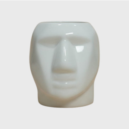 White Ceramic Head Planter | With Drainage Hole