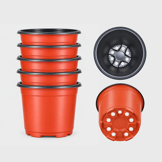 Round Plastic Thermoform Pots – Terracotta Color | Pack of 5
