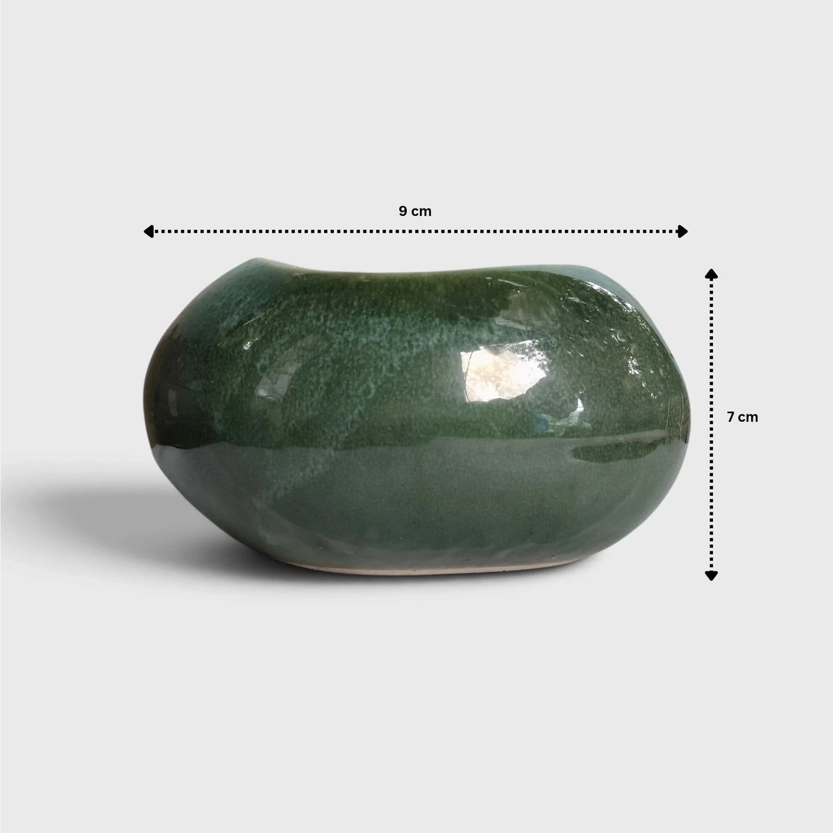 Pebble Shaped Ceramic Planter with Drainage Hole ( 9×7 cm)