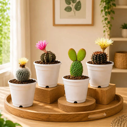 Cactus Combo Set of 4 Mature Well-Rooted Bare-Rooted Plants | Flowering Cactus Collection