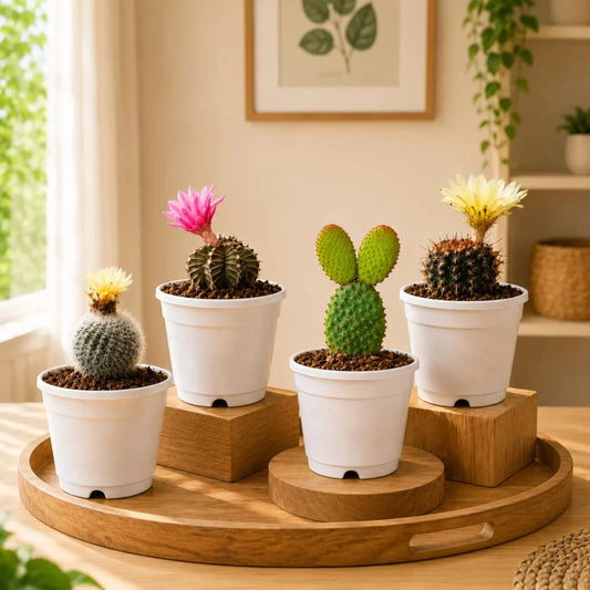 Cactus Combo Set of 4 Mature Well-Rooted Bare-Rooted Plants | Flowering Cactus Collection