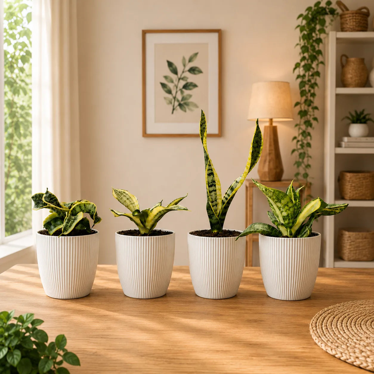 Rare Sansevieria Snake Plant Combo Set of 4 Mature Well-Rooted Bare-Rooted Live Plants