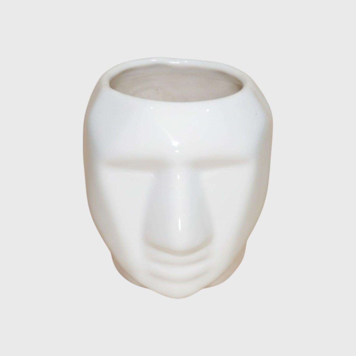 White Ceramic Head Planter (3×4.4 in, Drainage)