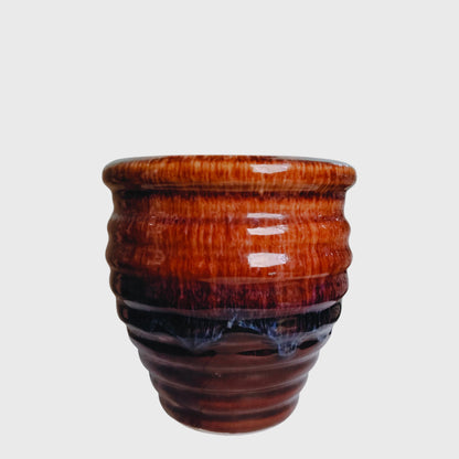 Brown Glazed Beehive Ceramic Planter with Drainage Hole ( 15x14 cm )