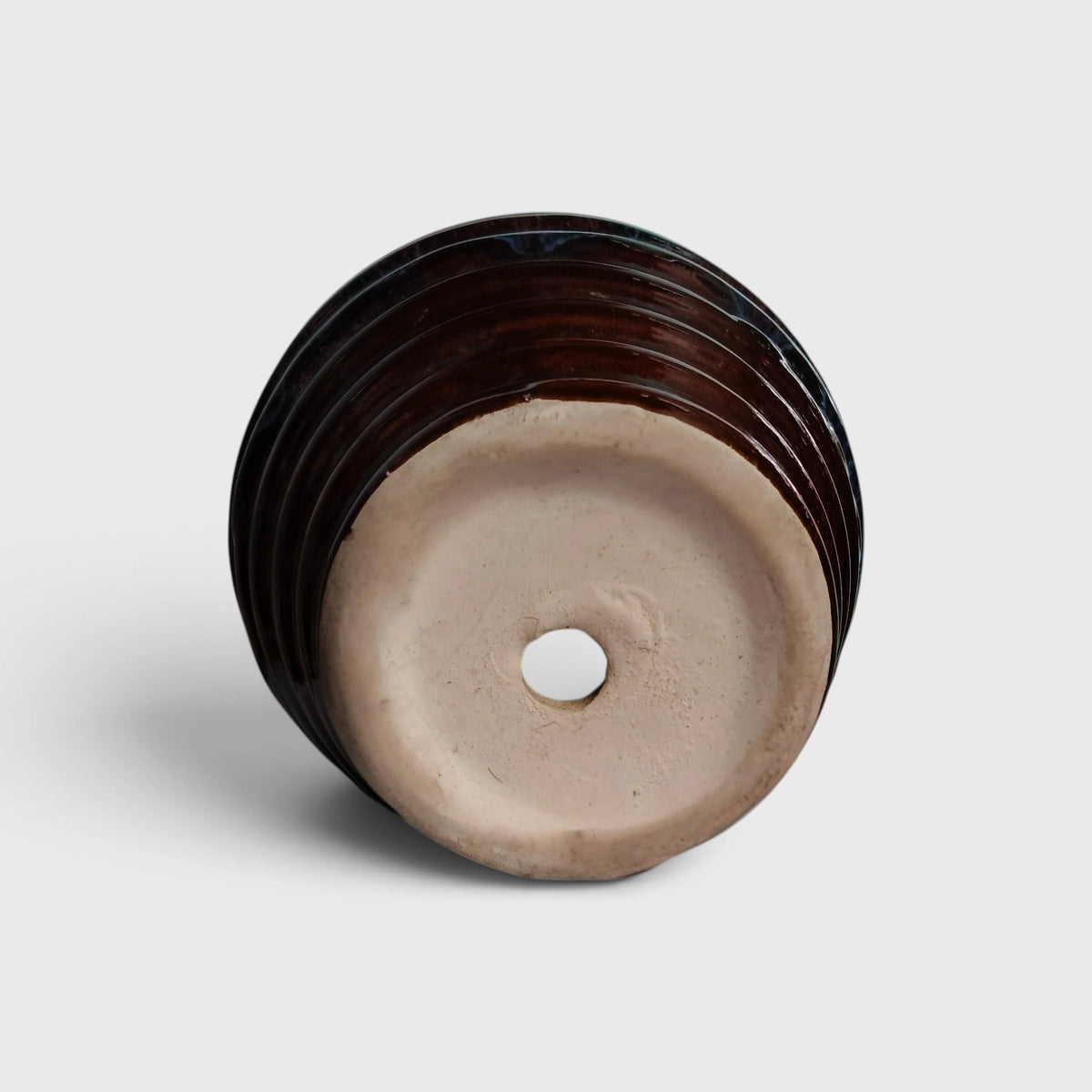 Brown Glazed Beehive Ceramic Planter with Drainage Hole ( 15x14 cm )