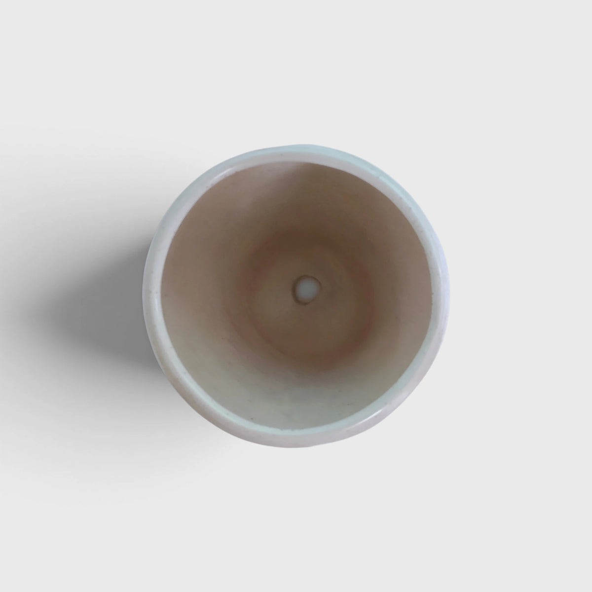 Beige Ceramic Planter Pot – Tropical Leaf Pattern with Drainage Hole (4.5x5.5 in)