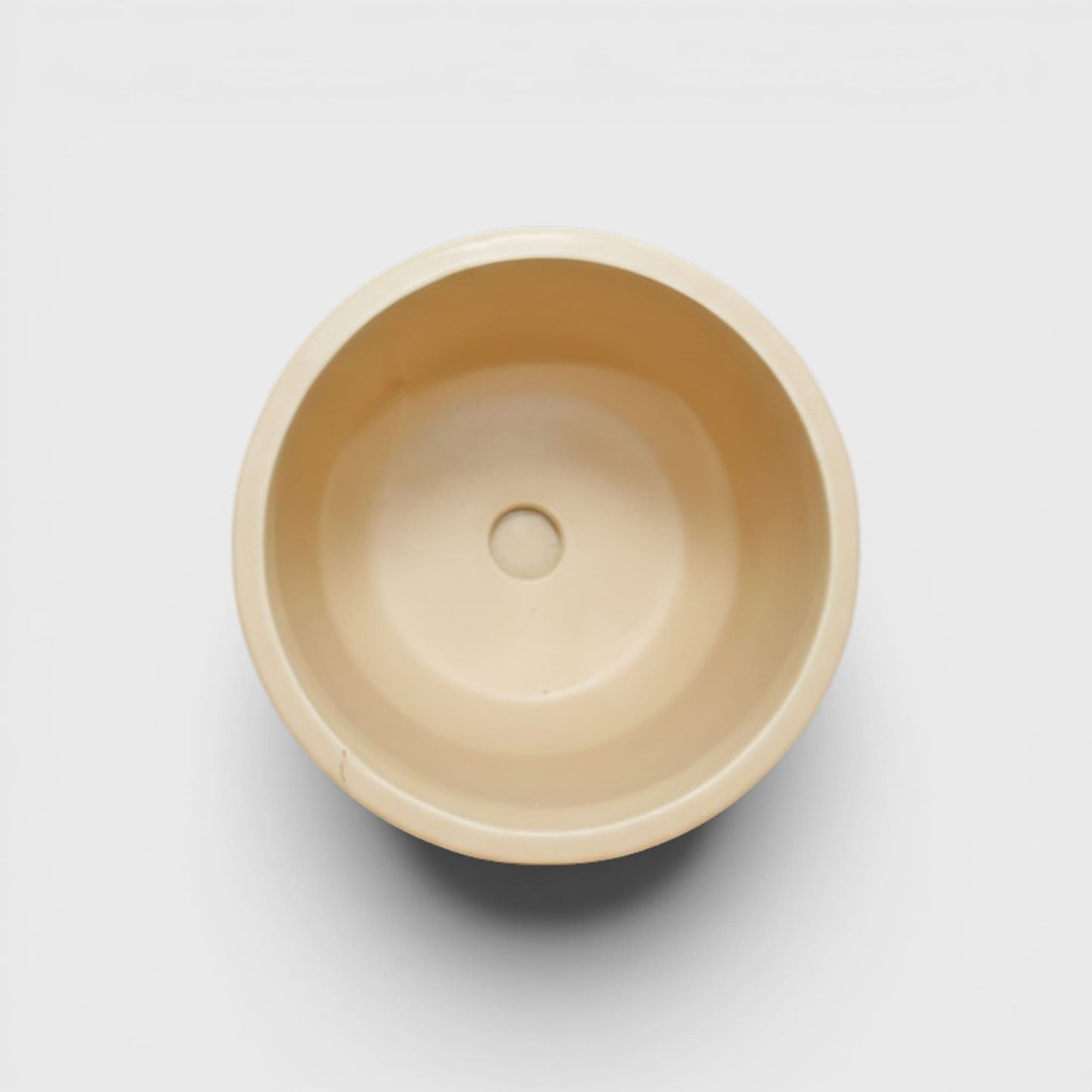 Beige Ceramic Planter Pot 4 x 4 Inch – Faceted Round with Drainage Hole & Saucer