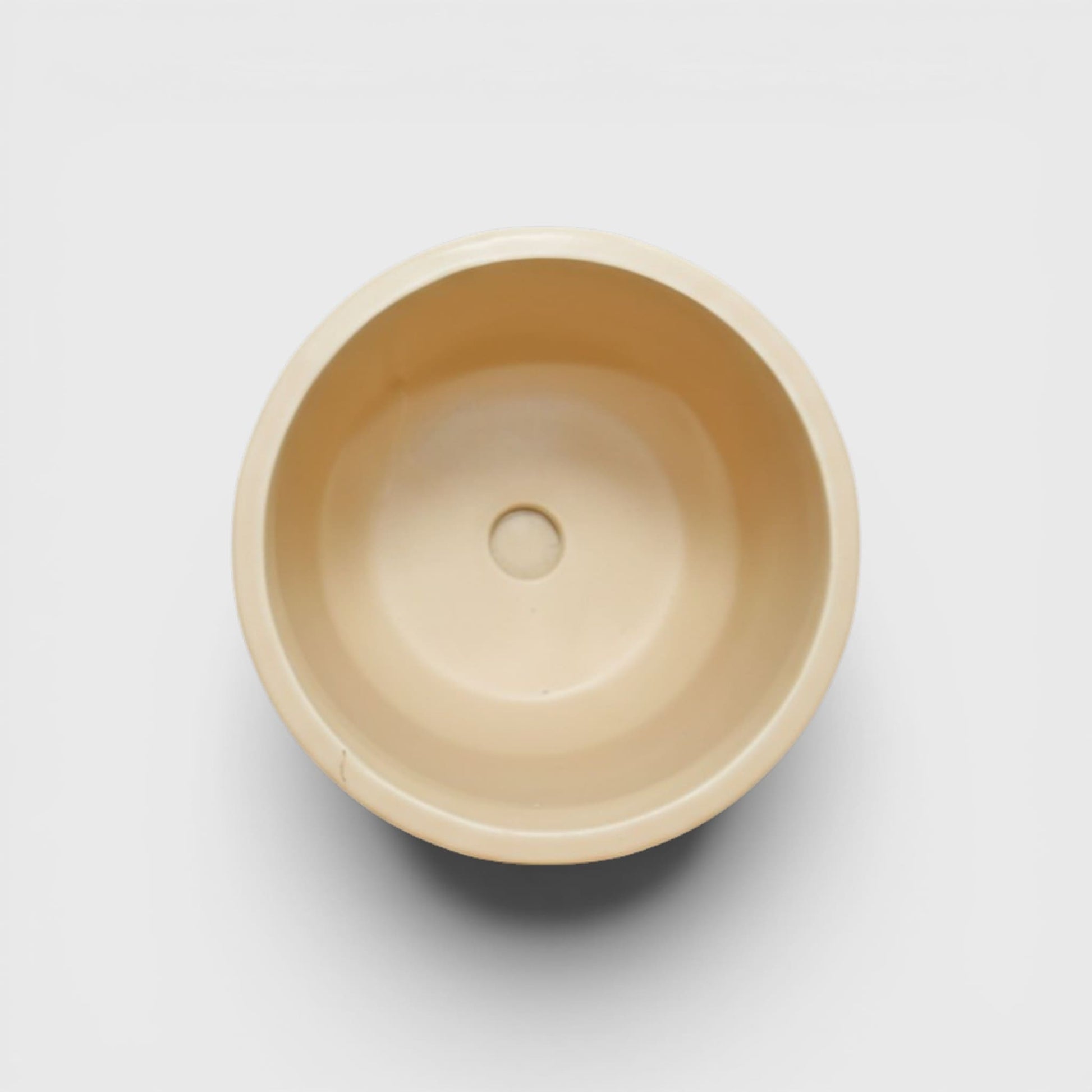 Beige Ceramic Planter Pot 4 x 4 Inch – Faceted Round with Drainage Hole & Saucer