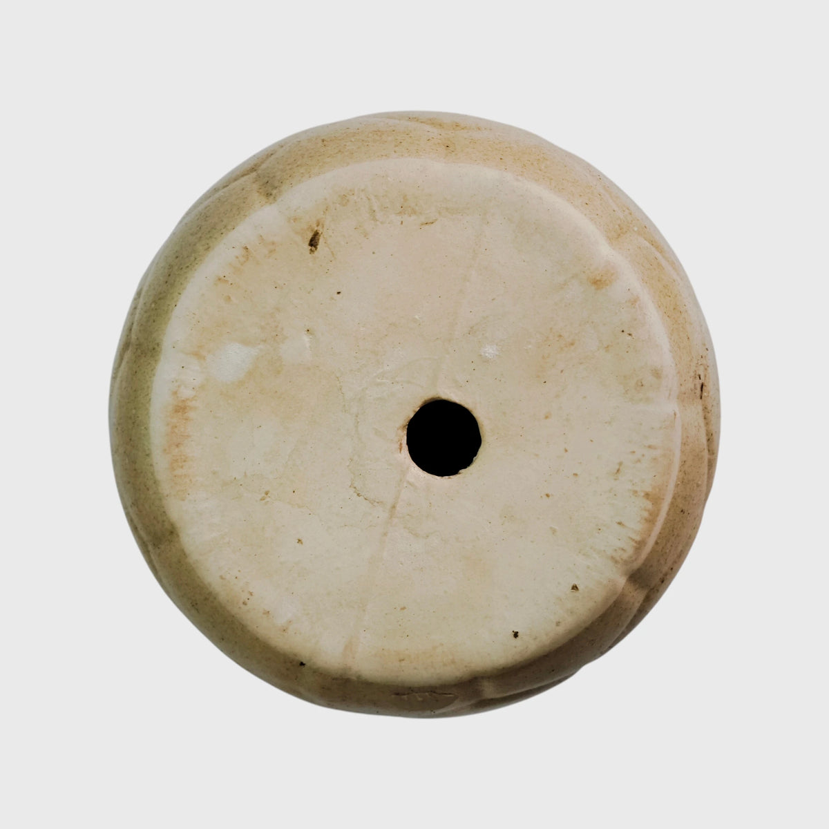 Beige Football Shaped Ceramic Flower Pot with Drainage Hole ( 11 × 9 cm )