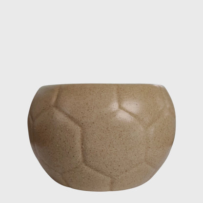 Beige Football Shaped Ceramic Flower Pot with Drainage Hole ( 11 × 9 cm )