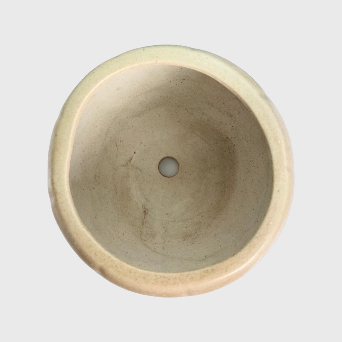 Beige Football Shaped Ceramic Flower Pot with Drainage Hole ( 11 × 9 cm )