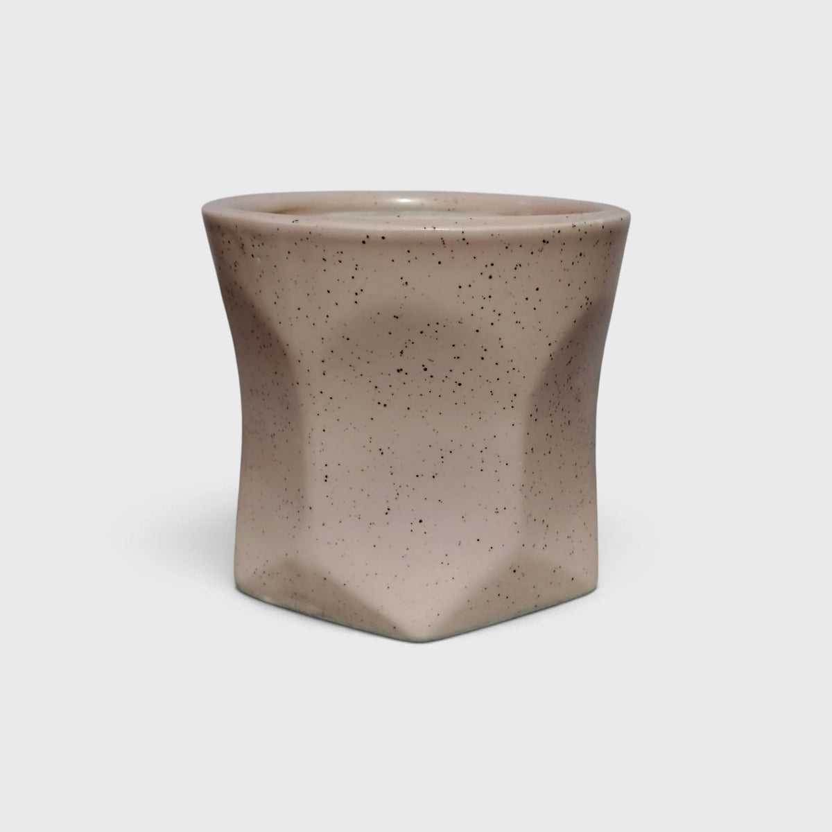 Beige Ceramic Geometric Planter with Speckled Finish | Succulent Planter for Home and Offices