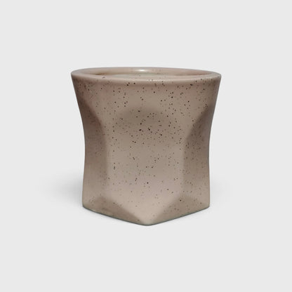 Beige Ceramic Geometric Planter with Speckled Finish | Succulent Planter for Home and Offices