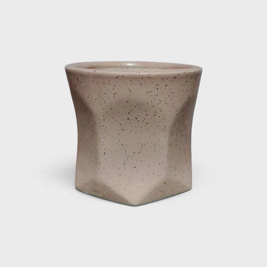 Beige Ceramic Geometric Planter with Speckled Finish | Succulent Planter for Home and Offices