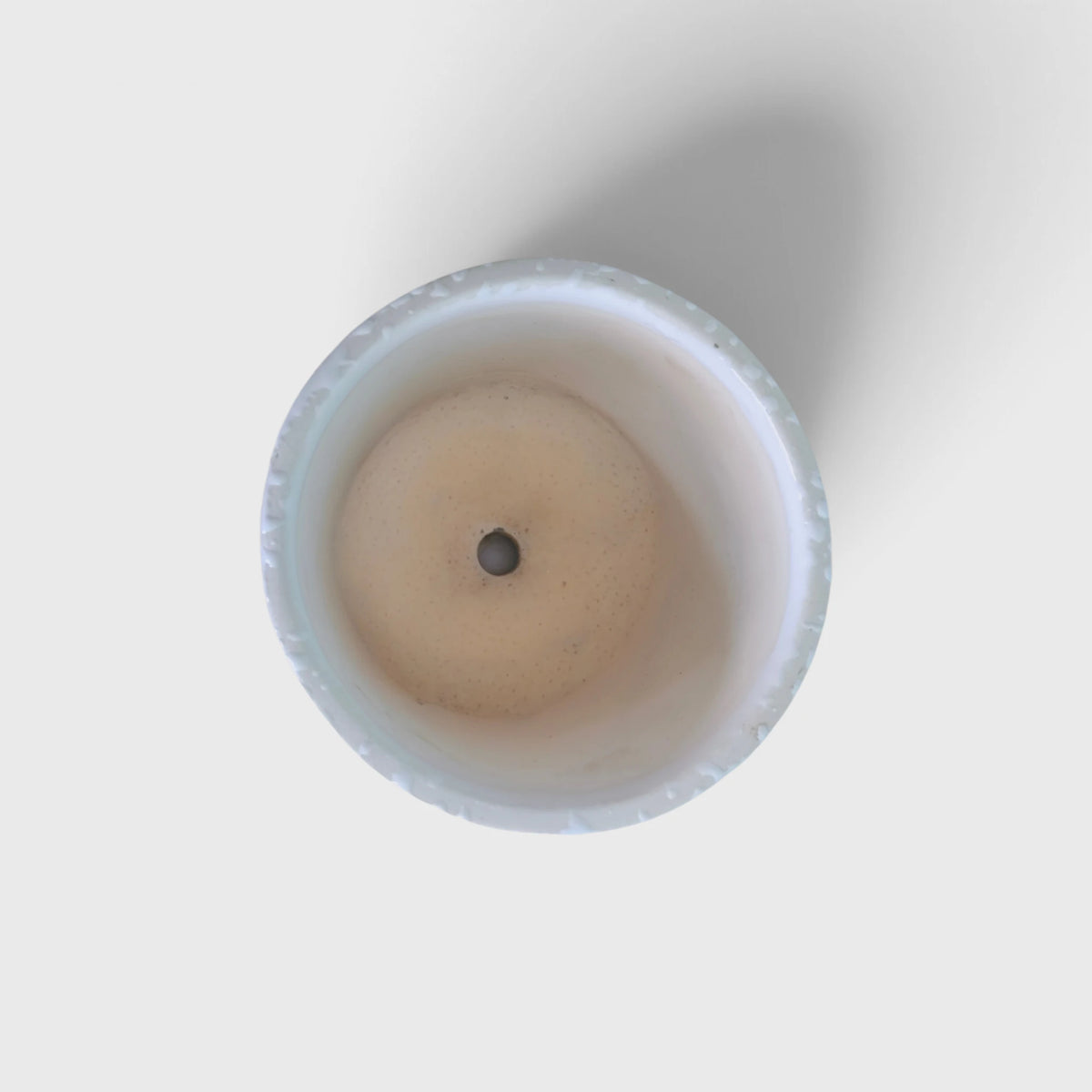 Beige White Dotted Ceramic Planter with Drainage Hole ( 14x15 cm )