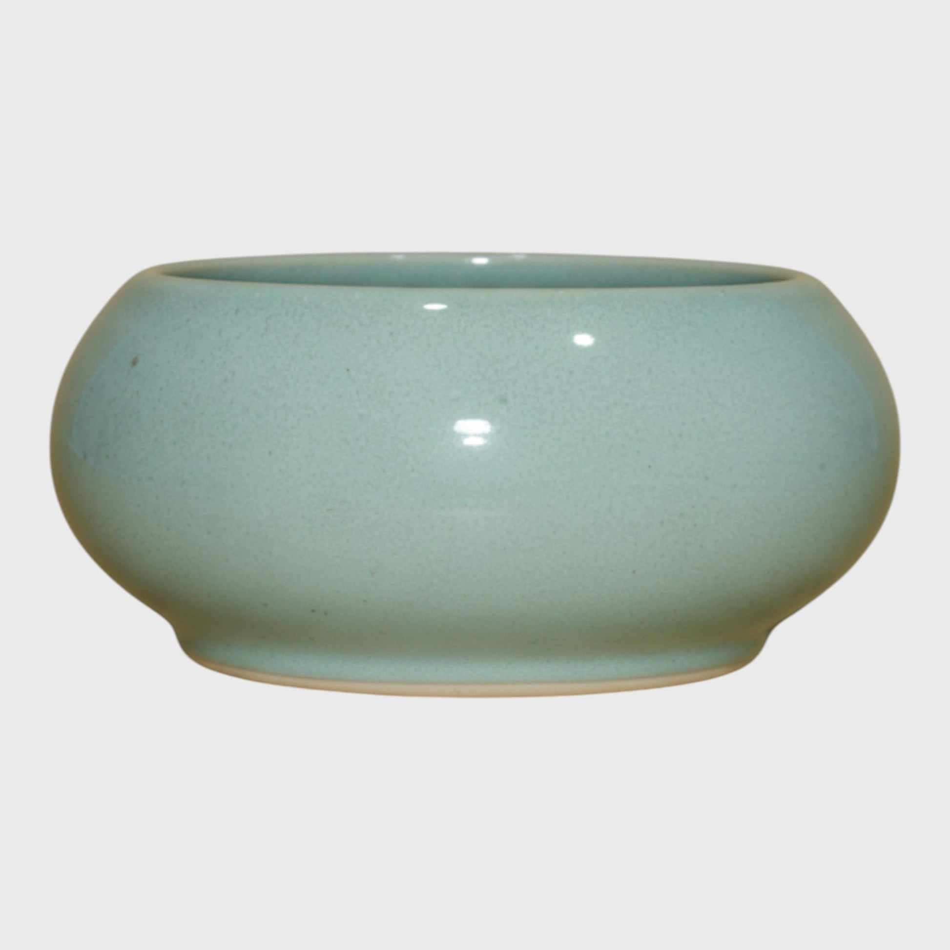 Sky Blue Ceramic Bowl Planter – Ru Ware Style (6×3 in)