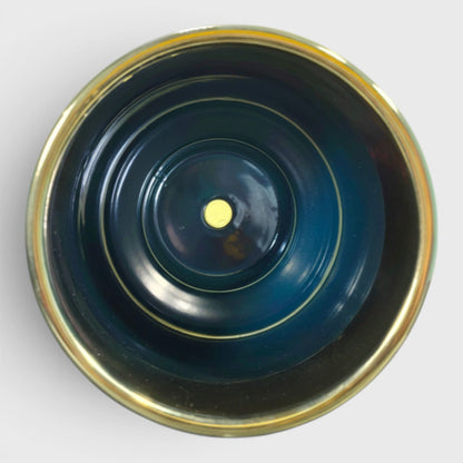 Aurelius Round Ceramic Planter – Blue & Gold Finish (6×6.5 in) | Imported Ceramic Pots