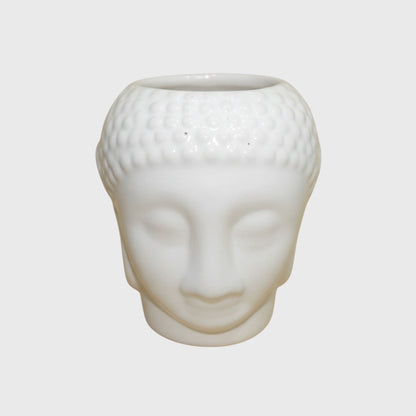 White Buddha Head Ceramic Planter  – (3×5 in) With Drainage Hole