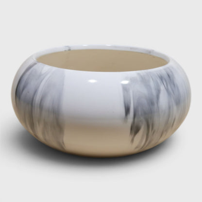 Bagiyaa Marbela Ceramic Bowl Planter – Marble Effect (8×4 in)