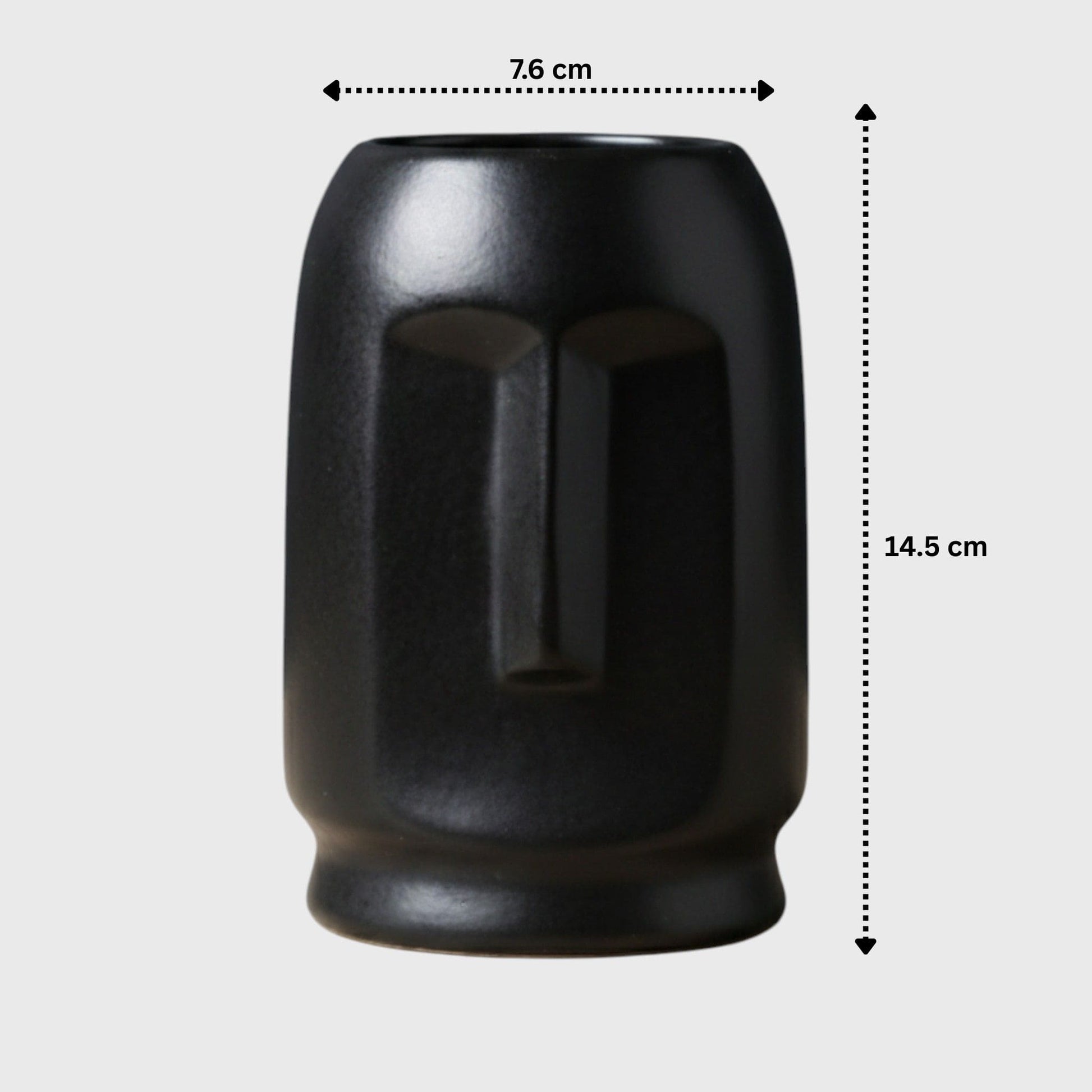 Purezento Viso Black Ceramic Face Vase – Matte Finish (3×5.7 in)