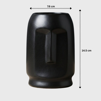 Purezento Viso Black Ceramic Face Vase – Matte Finish (3×5.7 in)