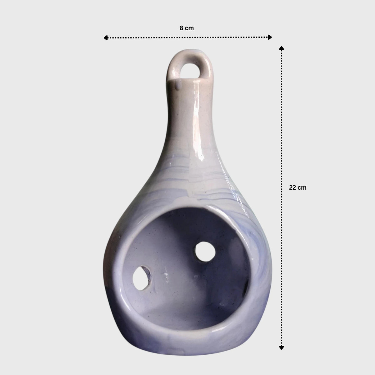 Ceramic Hanging Pod Air Plant Holder & Tea Light Holder ( 22 x 8 cm )