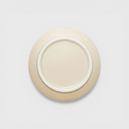 Beige Ceramic Planter Pot 4 x 4 Inch – Faceted Round with Drainage Hole & Saucer
