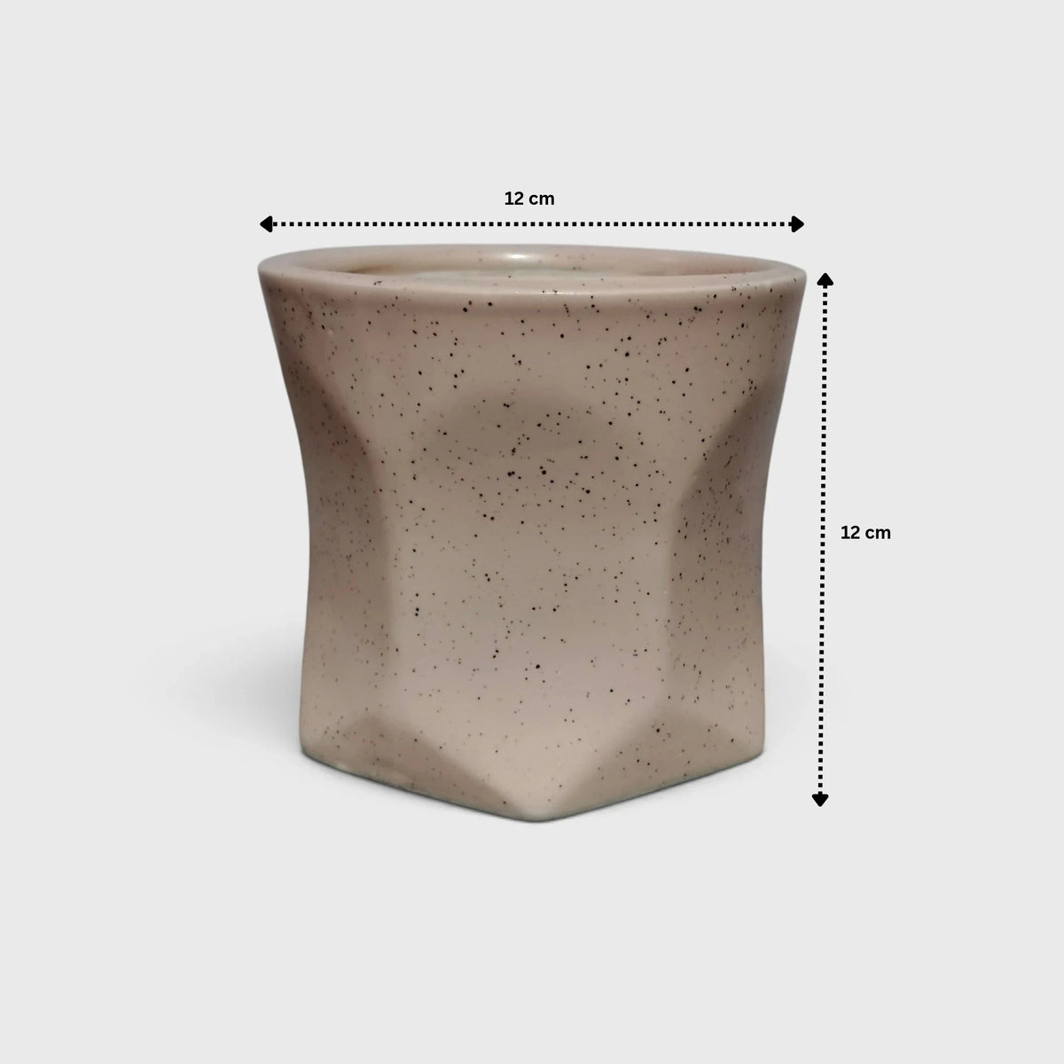 Beige Ceramic Geometric Planter with Speckled Finish | Succulent Planter for Home and Offices