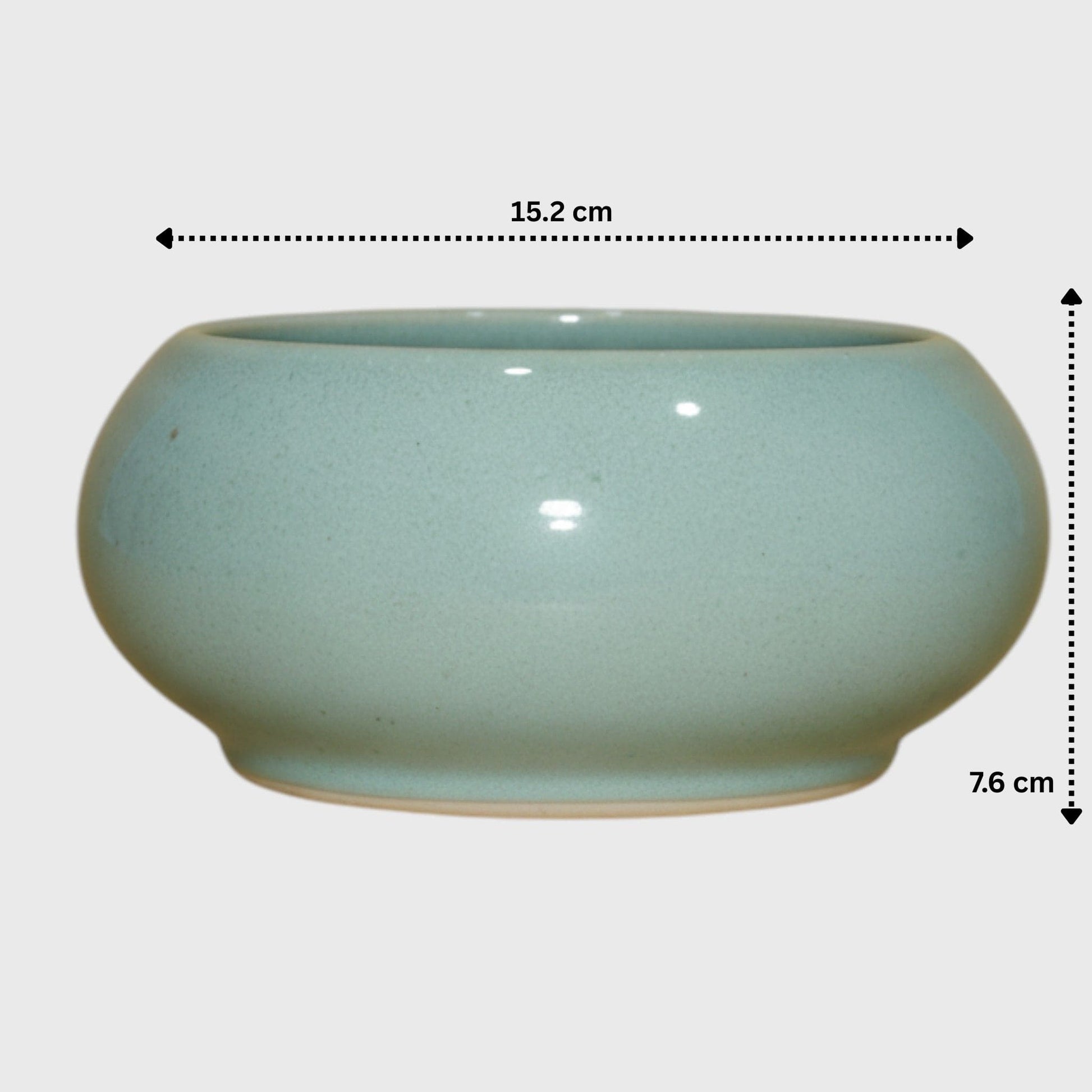 Sky Blue Ceramic Bowl Planter – Ru Ware Style (6×3 in)