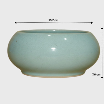 Sky Blue Ceramic Bowl Planter – Ru Ware Style (6×3 in)