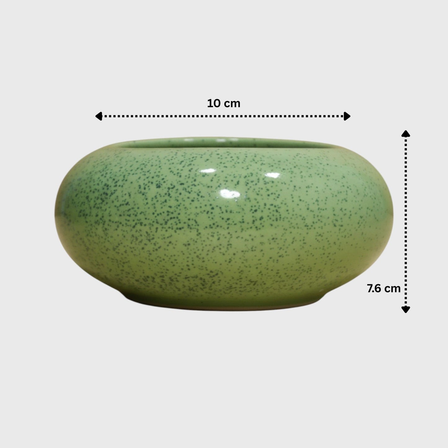 Light Green Speckled Ceramic Bowl Planter (4×3 in)