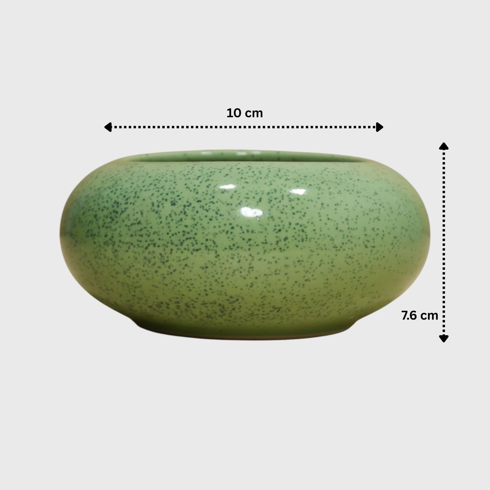 Light Green Speckled Ceramic Bowl Planter (4×3 in)