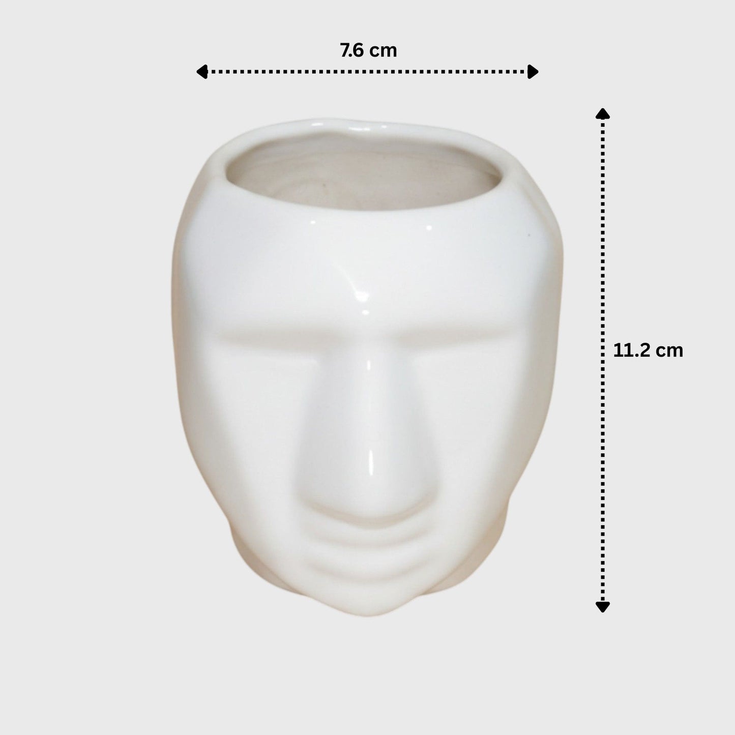 White Ceramic Head Planter (3×4.4 in, Drainage)
