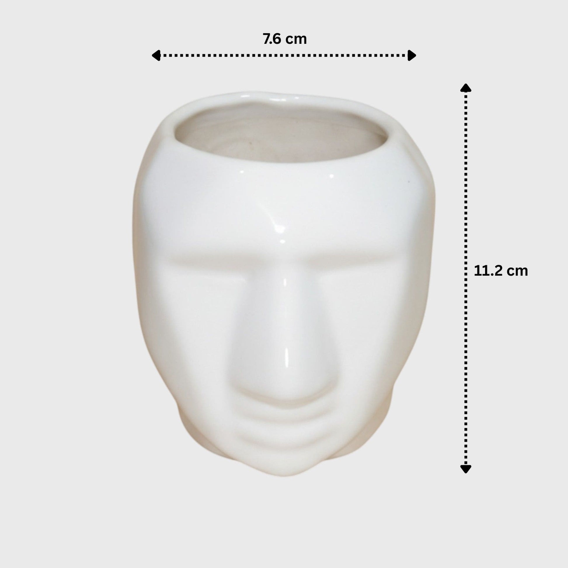 White Ceramic Head Planter (3×4.4 in, Drainage)