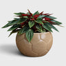 Beige Football Shaped Ceramic Flower Pot with Drainage Hole ( 11 × 9 cm )