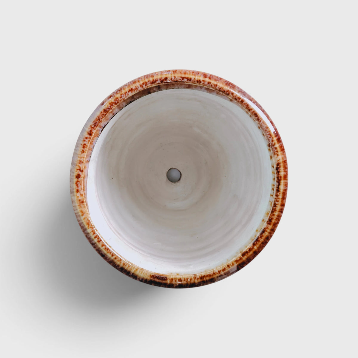Brown Glazed Beehive Ceramic Planter with Drainage Hole ( 15x14 cm )