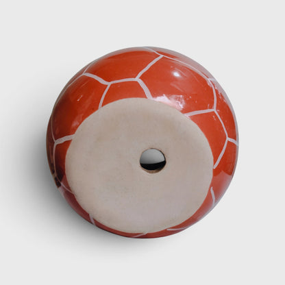 Orange Football Shaped Ceramic Flower Pot with Drainage Hole (7 × 9 cm)