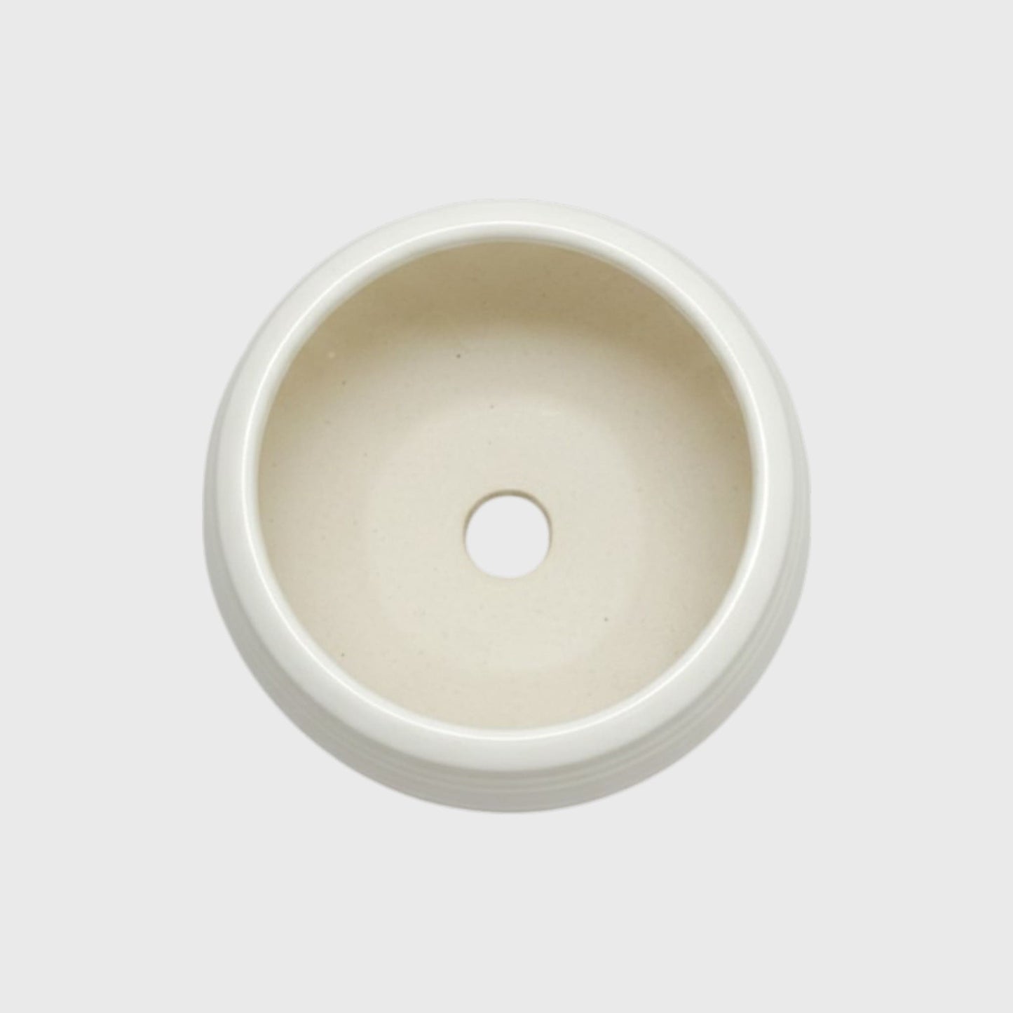 White Ribbed Round Ceramic Planter Pot – 3x3 Inch with Drainage Hole