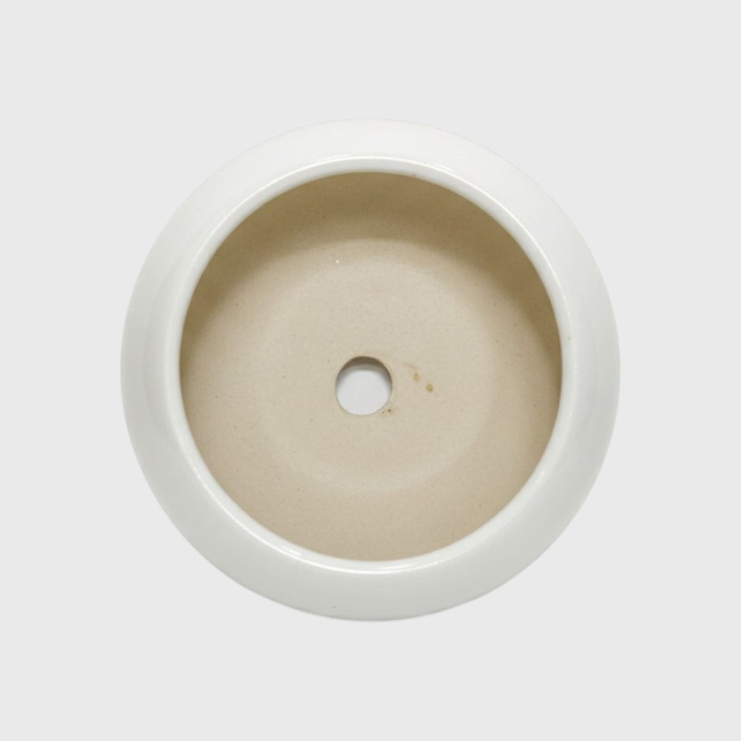 White Round Glossy Ceramic Planter Pot – 3x3 Inch with Drainage Hole