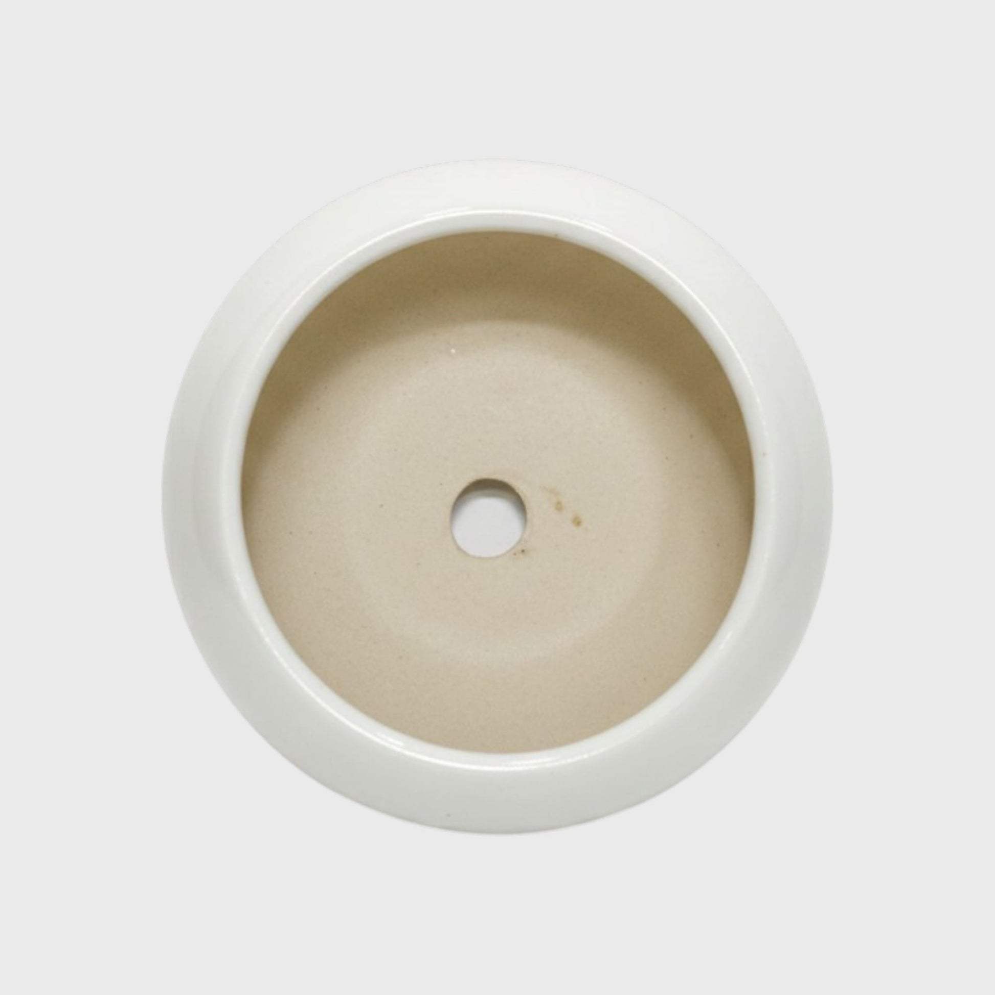 White Round Glossy Ceramic Planter Pot – 3x3 Inch with Drainage Hole