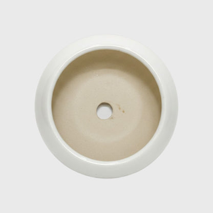White Round Glossy Ceramic Planter Pot – 3x3 Inch with Drainage Hole