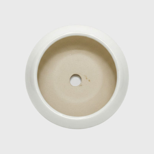 White Round Glossy Ceramic Planter Pot – 3x3 Inch with Drainage Hole