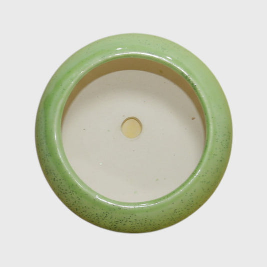 Light Green Speckled Ceramic Bowl Planter (4×3 in)