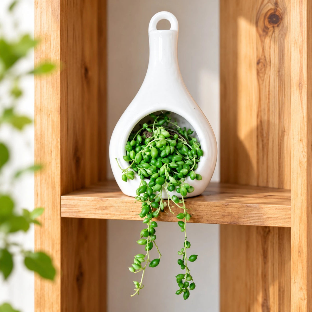 Ceramic Hanging Pod Air Plant Holder & Tea Light Holder ( 22 x 8 cm )